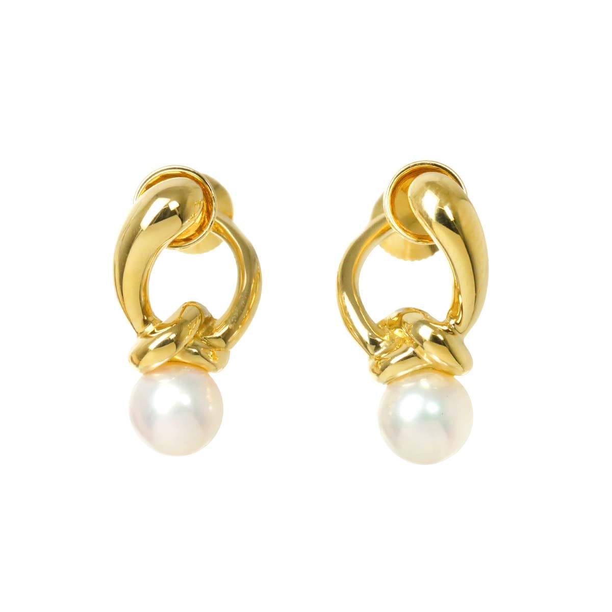 MIKIMOTO アコヤ真珠 5.6mm イヤリング K18 YG イエローゴールド 750 パール Earrings ミキモト 90286729
