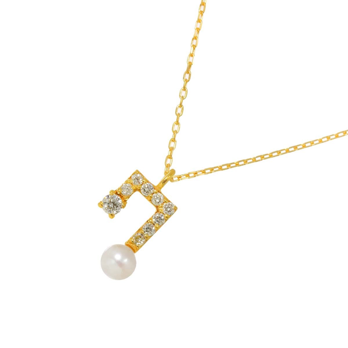 アコヤ真珠 3.2mmmm ダイヤ 0.08ct K18 YG ネックレス 45cm イエローゴールド 750 パール Akoya Pearl Necklace 90291207