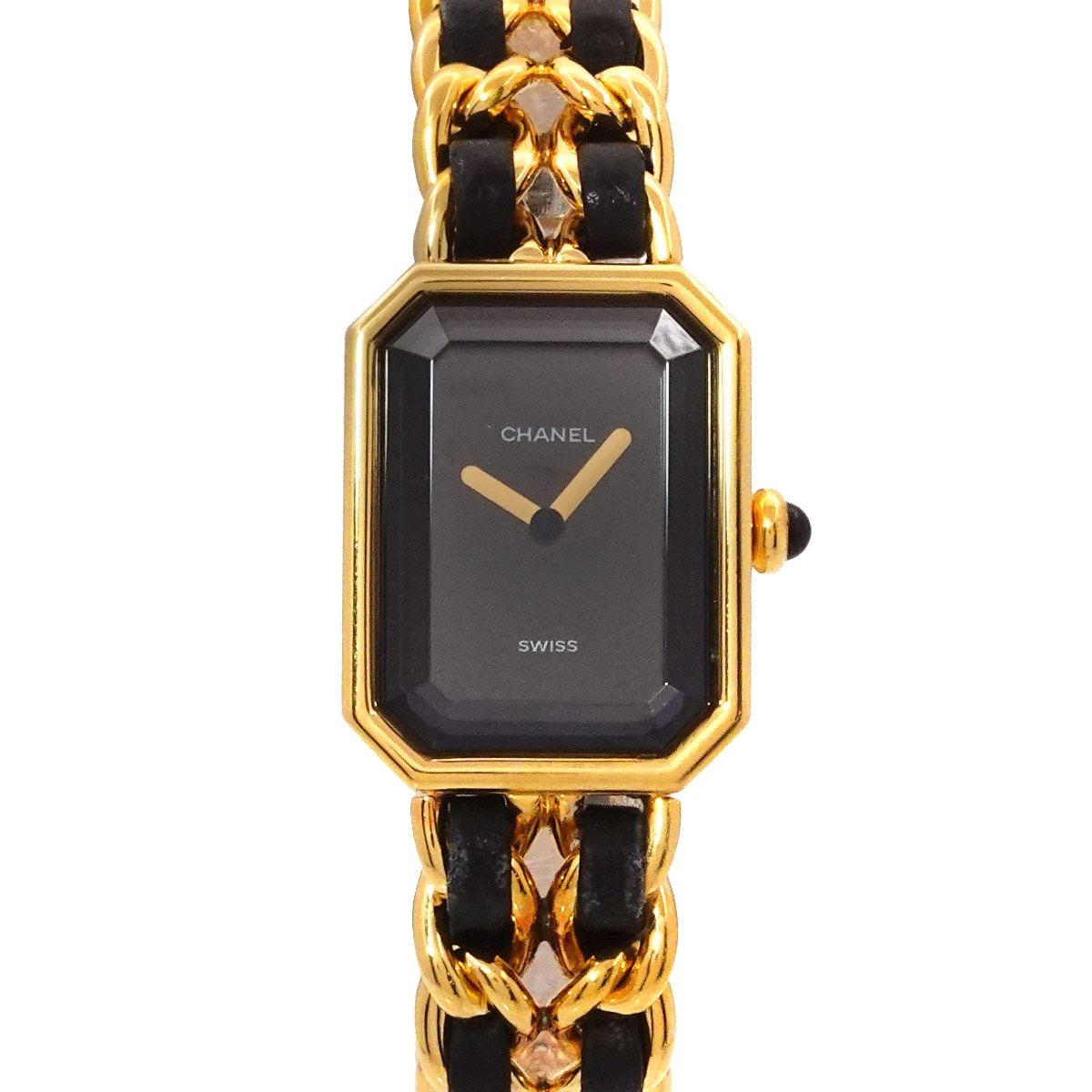 CHANEL B.R. ブラックゴールド時計 CHANEL プルミエール Lサイズ H0001 ヴィンテージ レディース