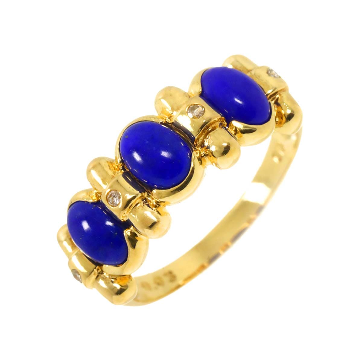 リング 10.5号 ラピスラズリ ダイヤ 0.03ct K18 YG イエローゴールド 750 指輪 Lapis Lazuli Ring 90291066
