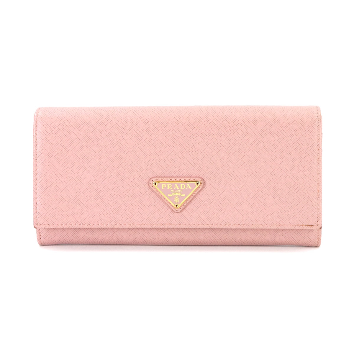 PRADA サフィアーノ 二つ折り 長財布 レザー ピンク 1MH132 ゴールド 金具 トライアングルロゴ Long Wallet プラダ 90290947