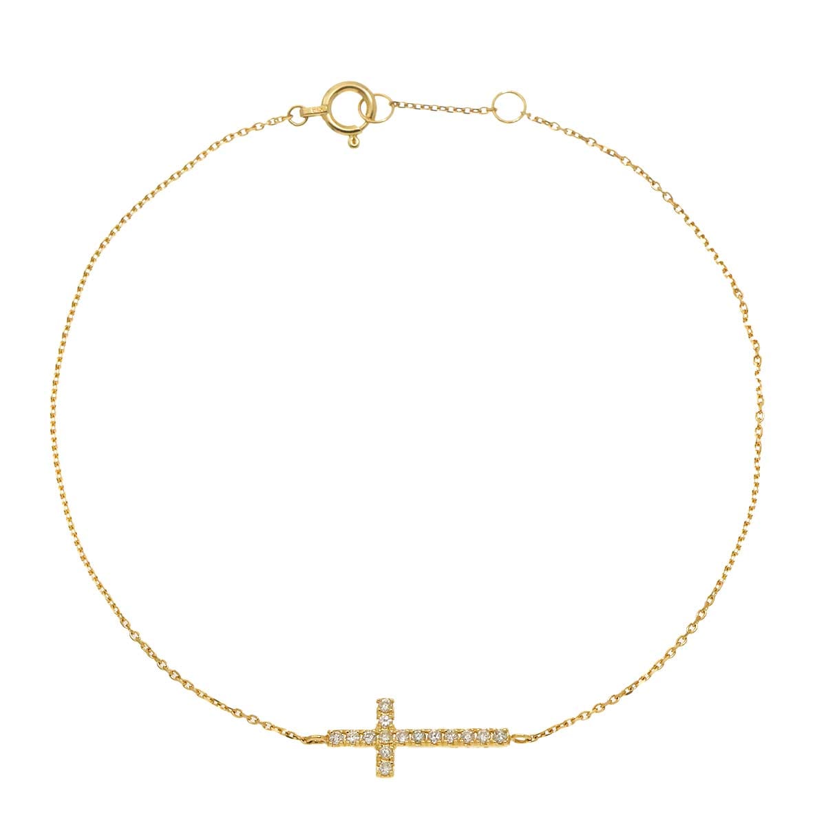 ダイヤ 0.12ct K18 YG ブレスレット 19cm イエローゴールド 750 Diamond Bracelet 90292969