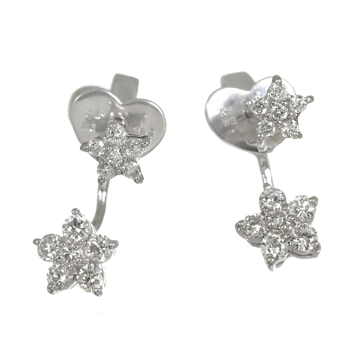 Ponte Vecchio ダイヤ 0.17ct/0.16ct ピアス K18 WG ホワイトゴールド 750 花 Earrings Pierced ポンテヴェキオ 90288339