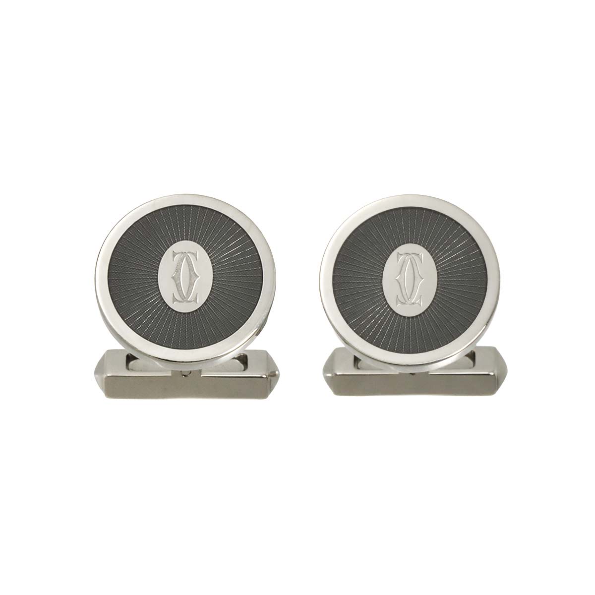Cartier ドゥーブル Cドゥ カフス SV シルバー 925 ブラック ラッカー Cuff Links【証明書付き】カルティエ 90286552
