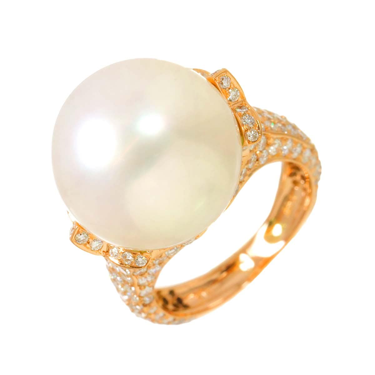 リング 12.5号 白蝶真珠 15.6mm ダイヤ 1.93ct K18 PG ピンクゴールド 750 パール 指輪  Pearl Ring 90287374