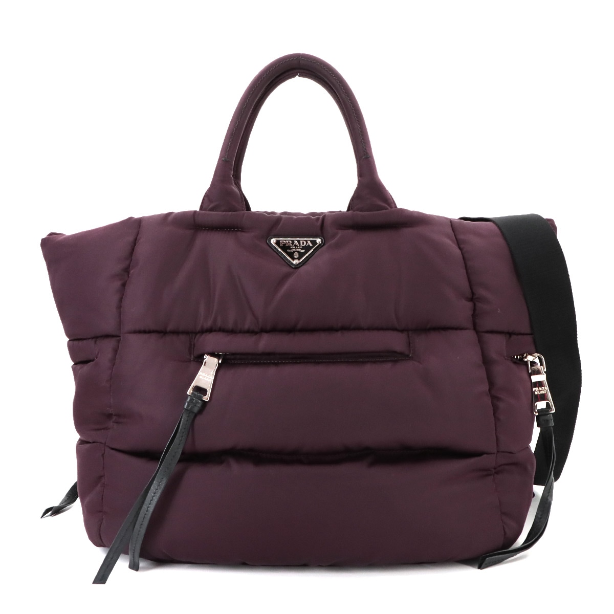 PRADA ボンバー 2way ハンド ショルダー バッグ ナイロン レザー パープル BN2632 シルバー 金具 Bomber Bag プラダ 90290884