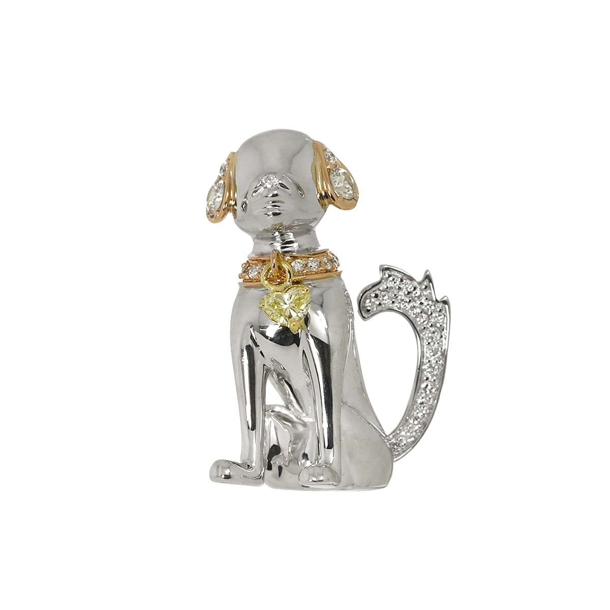 ダイヤ 0.36ct/0.19ct K18 WG YG ブローチ ホワイト イエローゴールド 750 Diamond Brooch 90287871