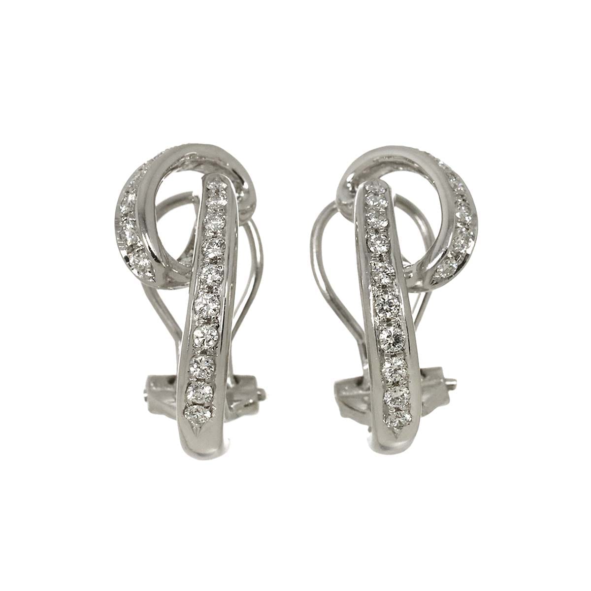 ダイヤ イヤリング Pt K14 WG プラチナ White Gold 585 Diamond Earrings Clip on 90290539