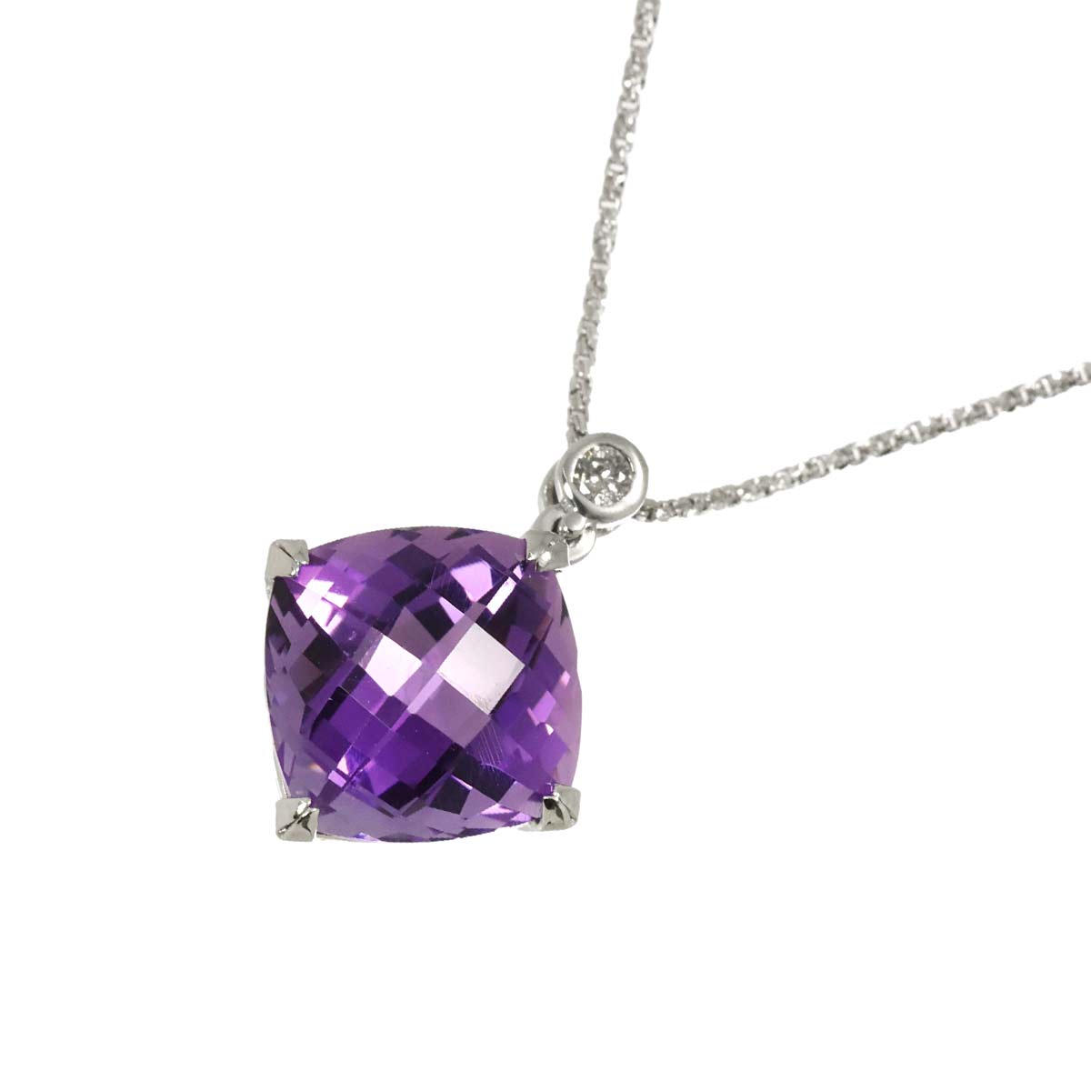 アメジスト 4.41ct ダイヤ 0.03ct ネックレス 45.5cm K18 WG ホワイトゴールド 750 Amethyst Necklace 90291208