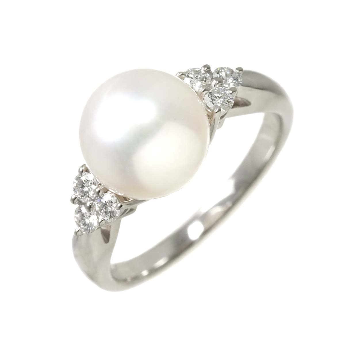 MIKIMOTO 8号 リング アコヤ真珠 8.6mm ダイヤ Pt プラチナ パール 指輪 Akoya Pearl Ring ミキモト 90289375