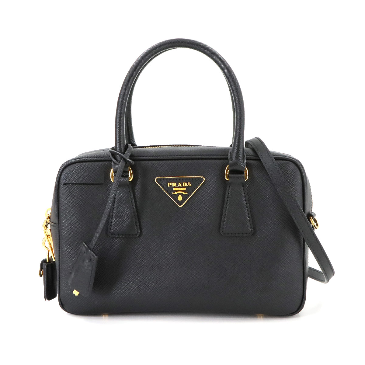 PRADA 2way ハンド ショルダー バッグ サフィアーノレザー ブラック 1BB113 ゴールド 金具 Hand Shoulder Bag プラダ 90290243