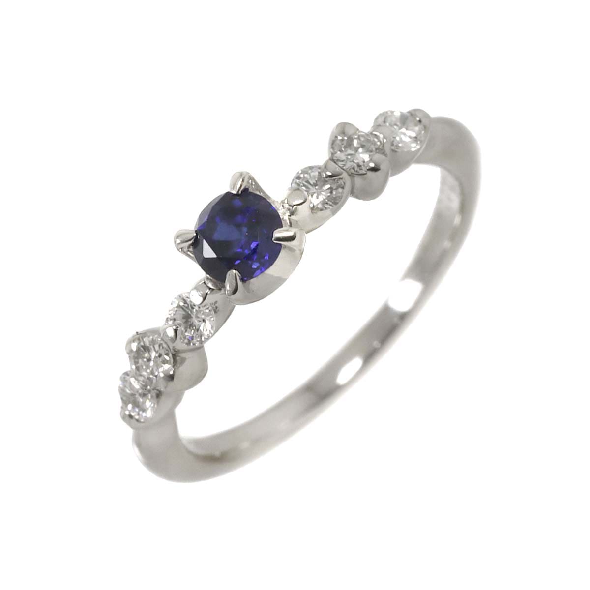 リング 10号 サファイヤ 0.266ct ダイヤ 0.34ct Pt プラチナ 指輪 Sapphire Ring 90291843