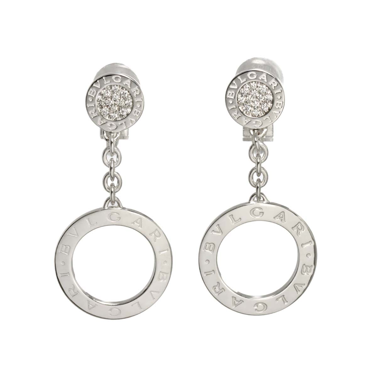 BVLGARI ダブル ロゴ ダイヤ イヤリング K18 WG ホワイトゴールド 750 Earrings Clip on ブルガリ 90278592