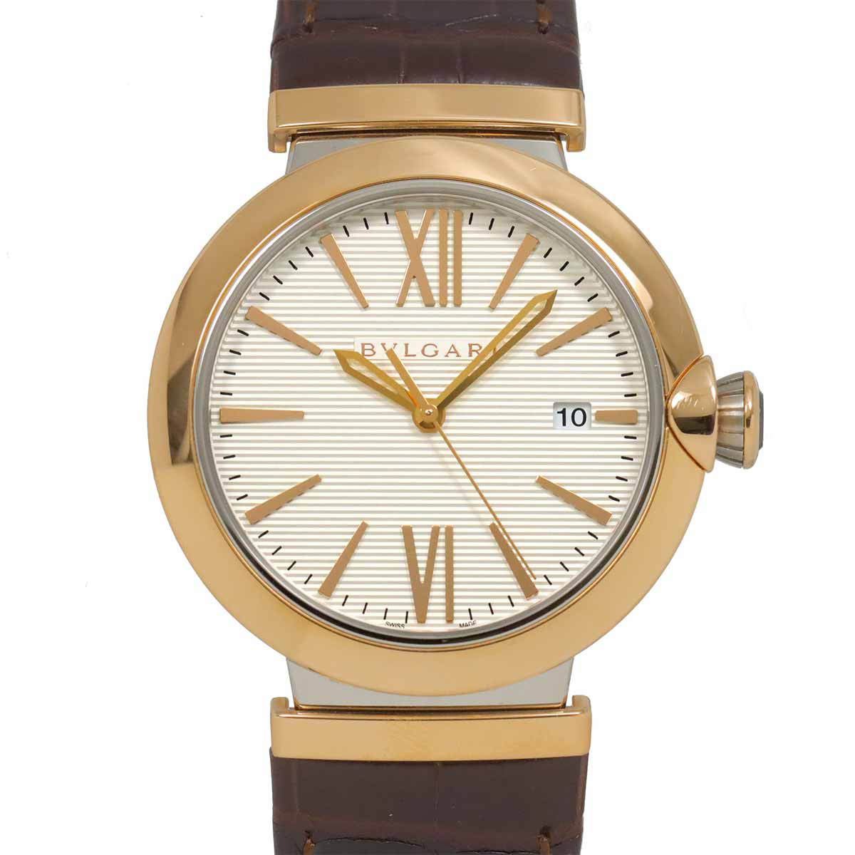 BVLGARI ルチェア コンビ LUP40SG メンズ 腕時計 デイト シルバー K18PG ピンクゴールド オートマ 自動巻き ウォッチ LVCEA ブルガリ 90291796