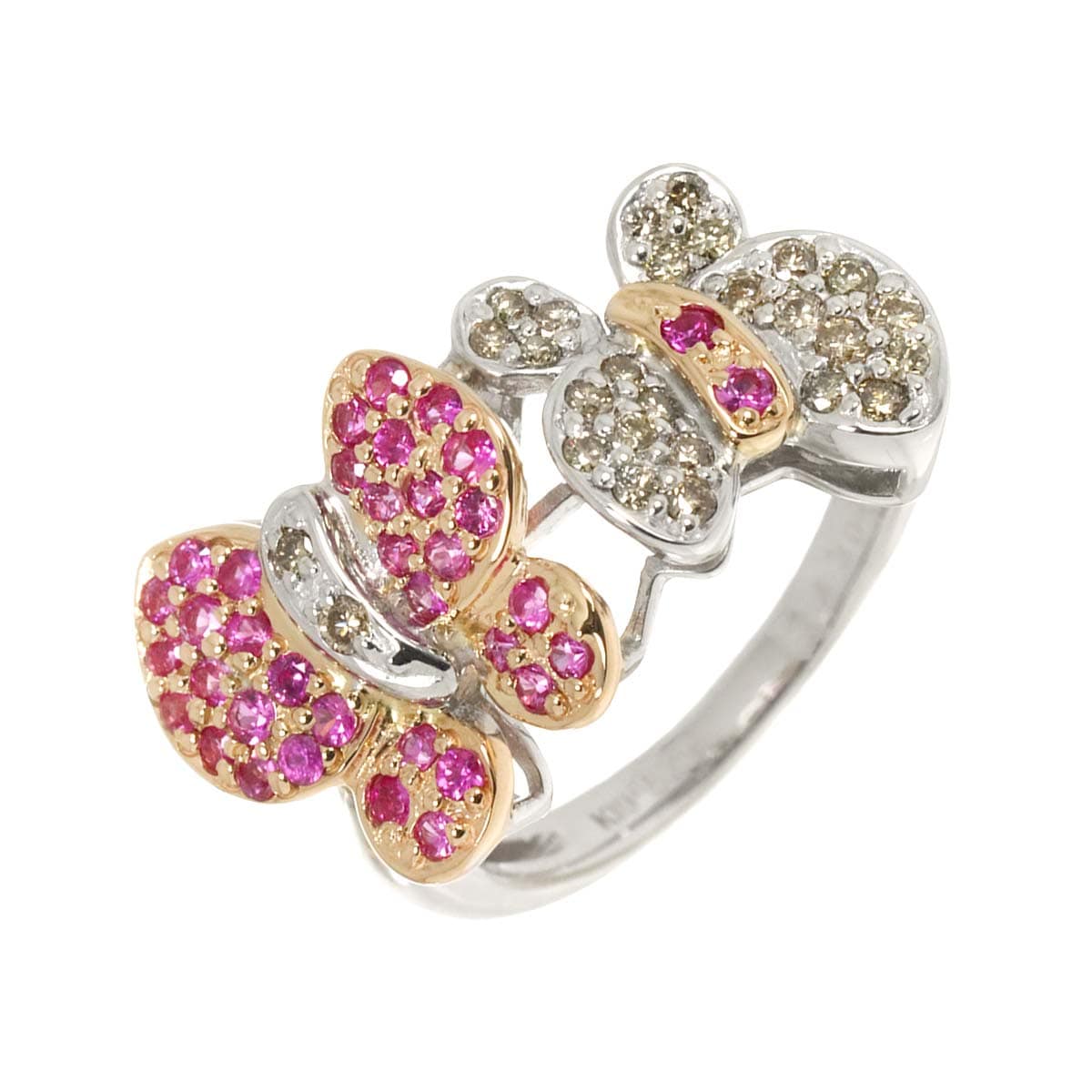 リング 10.5号 サファイヤ 0.43ct ダイヤ 0.25ct K18 WG PG ホワイト ピンクゴールド 750 指輪 Sapphire Ring 90291199