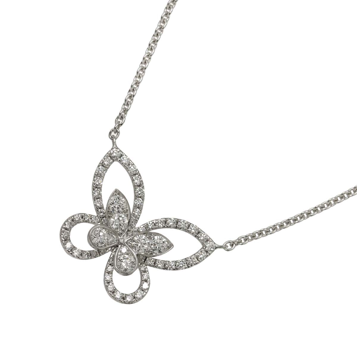 GRAFF バタフライ シルエット ダイヤ ネックレス 46cm K18 WG ホワイトゴールド 750 Diamond Necklace グラフ 90282491