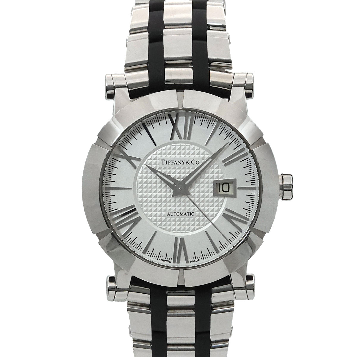 TIFFANY&Co. アトラス ジェント Z1000 70 12A21A00A メンズ 腕時計 デイト ラバー シルバー 自動巻き ウォッチ Atlas ティファニー 90292025