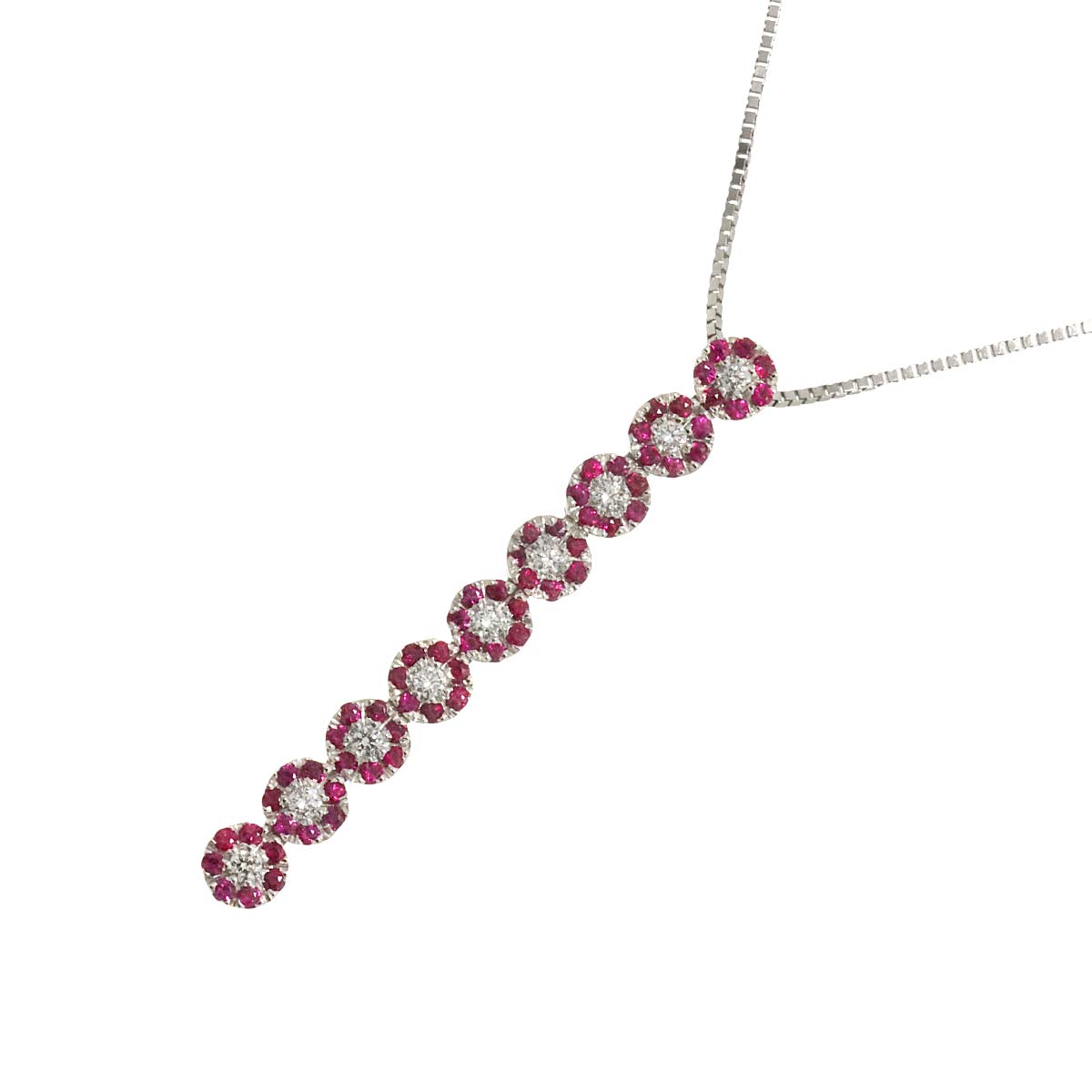 DAMIANI ピンクサファイヤ ダイヤ ネックレス 50cm K18 WG ホワイトゴールド 750 花 Necklace ダミアーニ 90290428