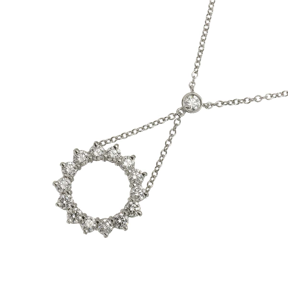 TIFFANY&CO. オープンサークル ダイヤ ネックレス 40cm Pt プラチナ Diamond Necklace ティファニー 90291525