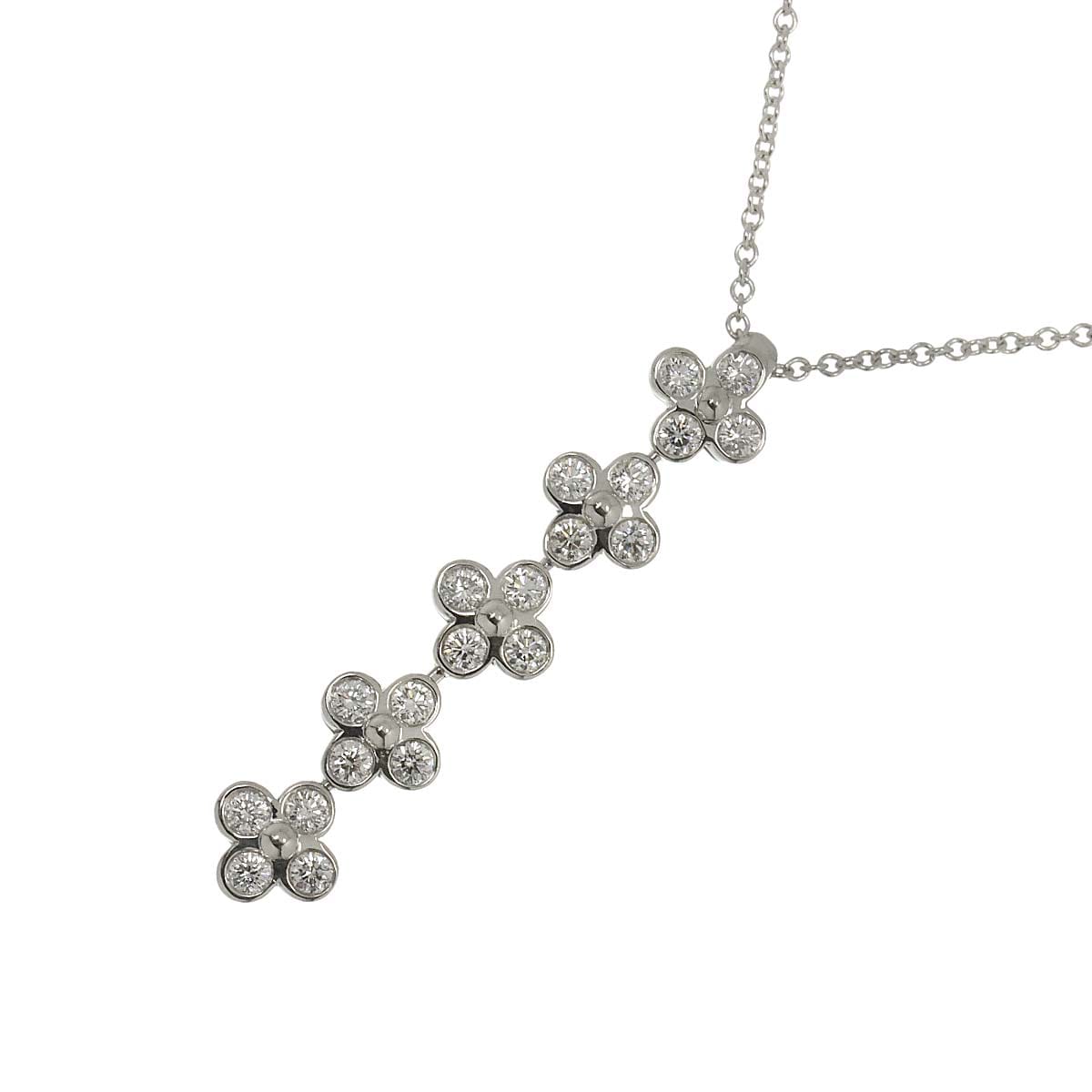 TIFFANY&Co. ベゼルセット ダイヤ ネックレス 40cm Pt プラチナ フラワー 花 Necklace ティファニー 90291527