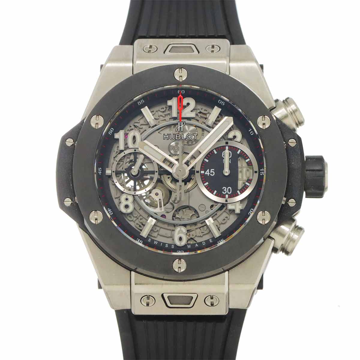 HUBLOT ビッグバン ウニコ チタニウム 441 NM 1170 RX クロノグラフ メンズ 腕時計 デイト スケルトン 自動巻き Big bang ウブロ 90290655