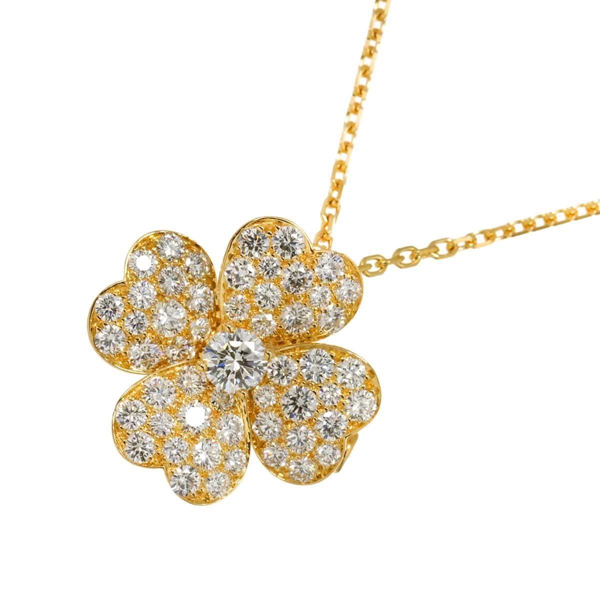 Van Cleef & Arpels コスモス クリップ ミディアム ダイヤ ネックレス ブローチ 42cm K18 YG イエローゴールド 750 Necklace ヴァンクリーフ & アーペル 90289838