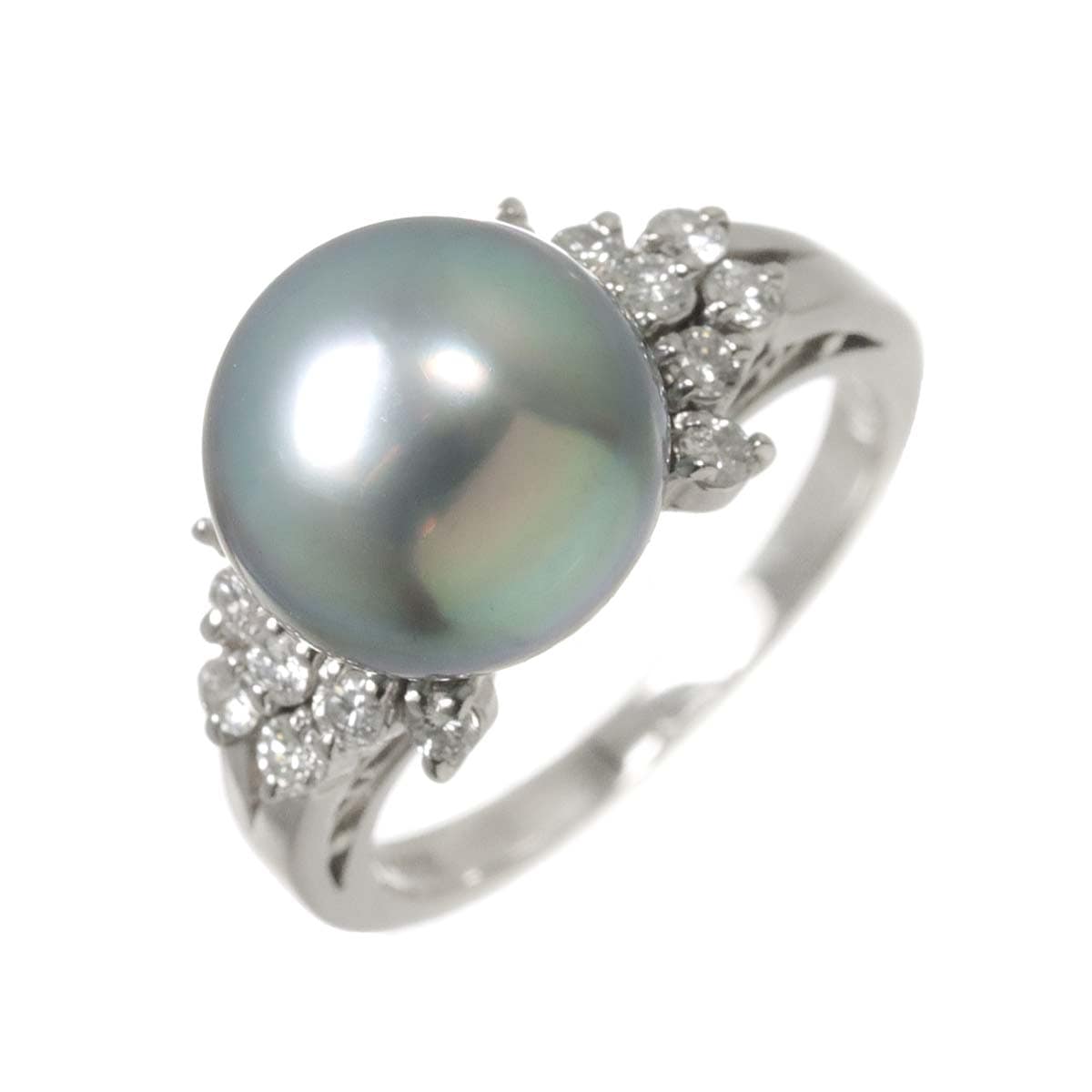 TASAKI 10号 リング 黒蝶真珠 10.5mm ダイヤ 0.30ct Pt プラチナ 指輪 パール 田崎真珠 Black Pearl Ring タサキ 90291139