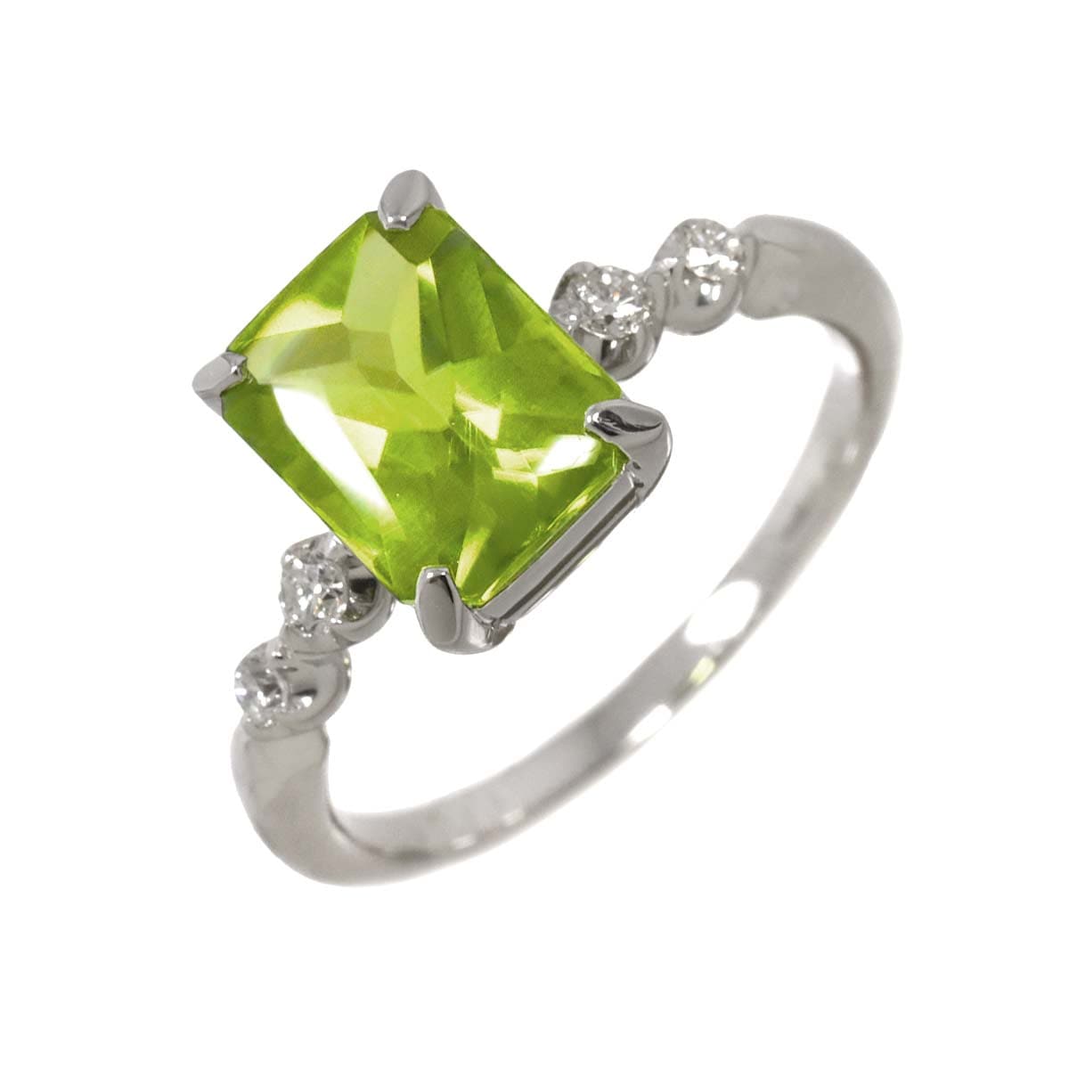 リング 11号 ペリドット 2.26ct ダイヤ 0.11ct K18 WG ホワイトゴールド 750 指輪 Peridot Ring 90291920
