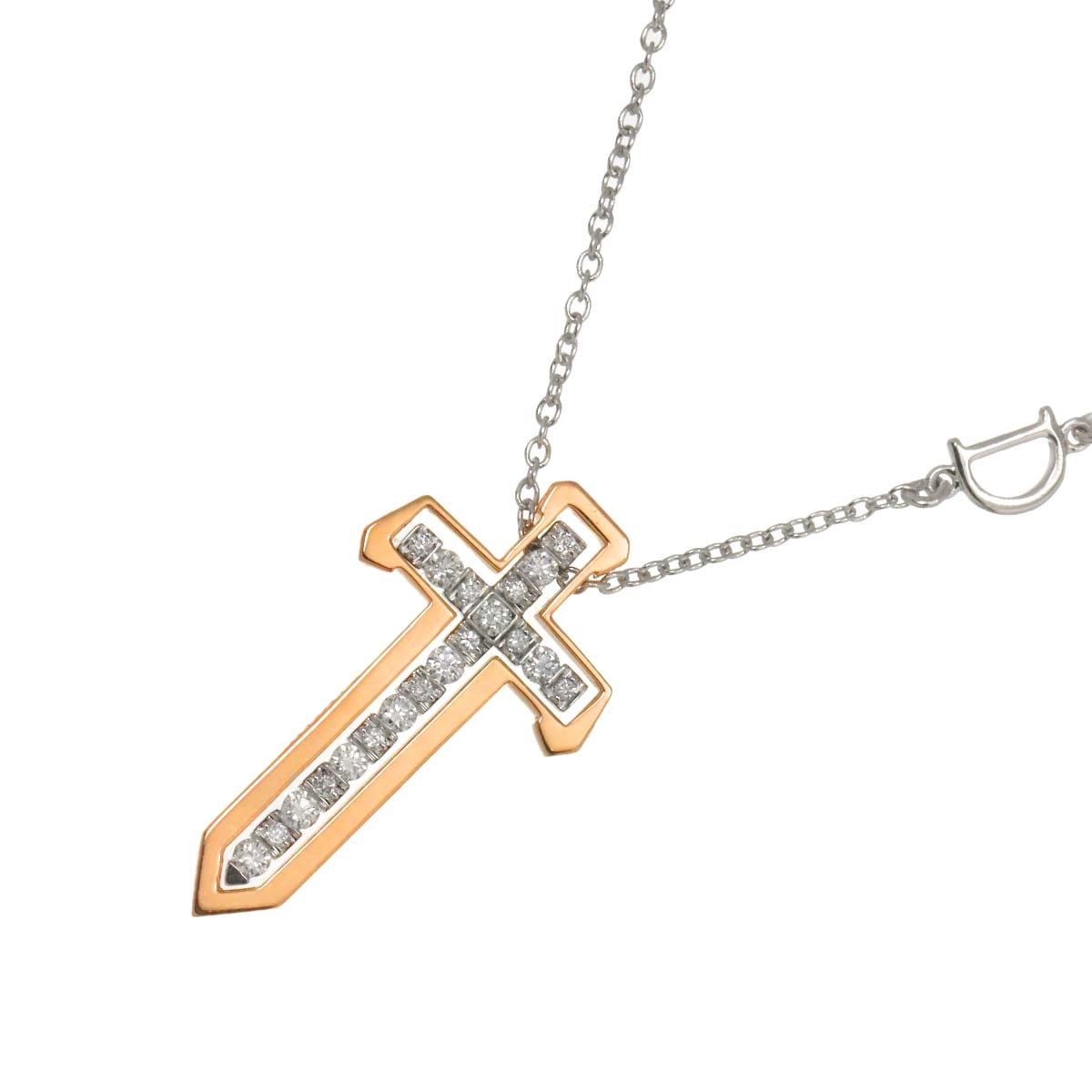 DAMIANI スパーダ ダイヤ ネックレス 50cm K18 WG PG ホワイト ピンクゴールド 750 クロス Necklace【証明書付き】 ダミアーニ 90290467