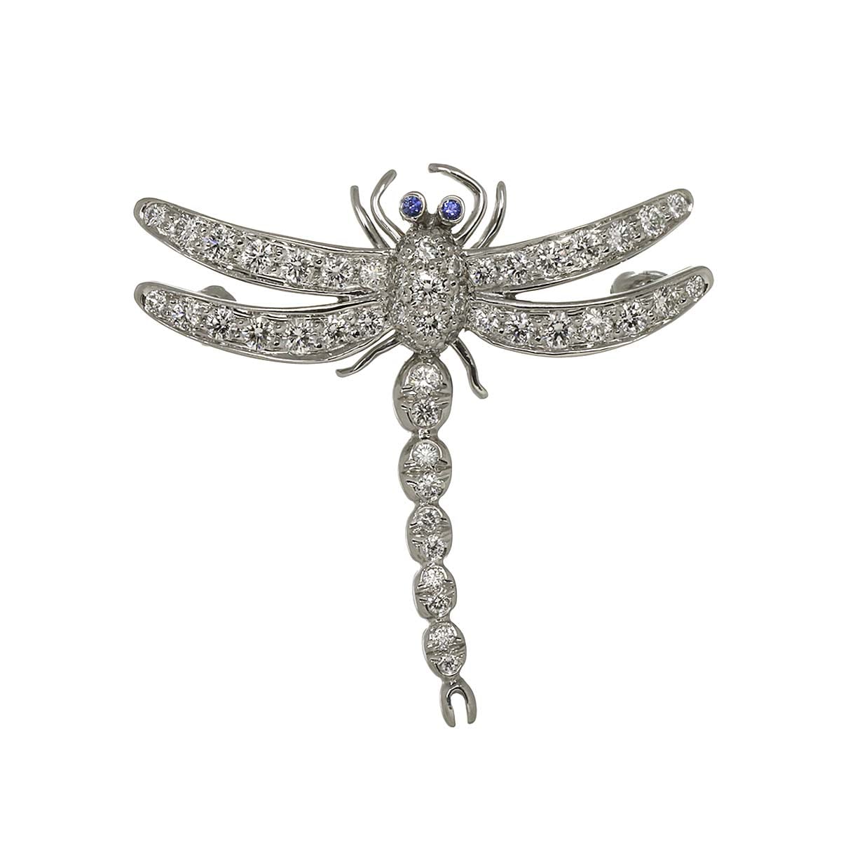 TIFFANY&Co. ドラゴンフライ ダイヤ サファイヤ ブローチ Pt プラチナ Brooch ティファニー 90293196