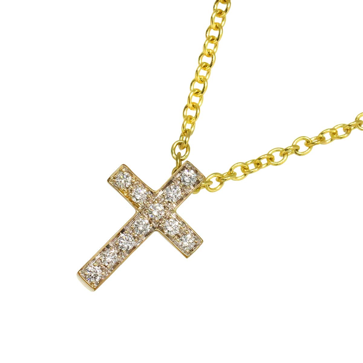 Pomellato クロス ダイヤ ネックレス 40cm K18 YG イエローゴールド 750 Diamond Necklace ポメラート 90293242