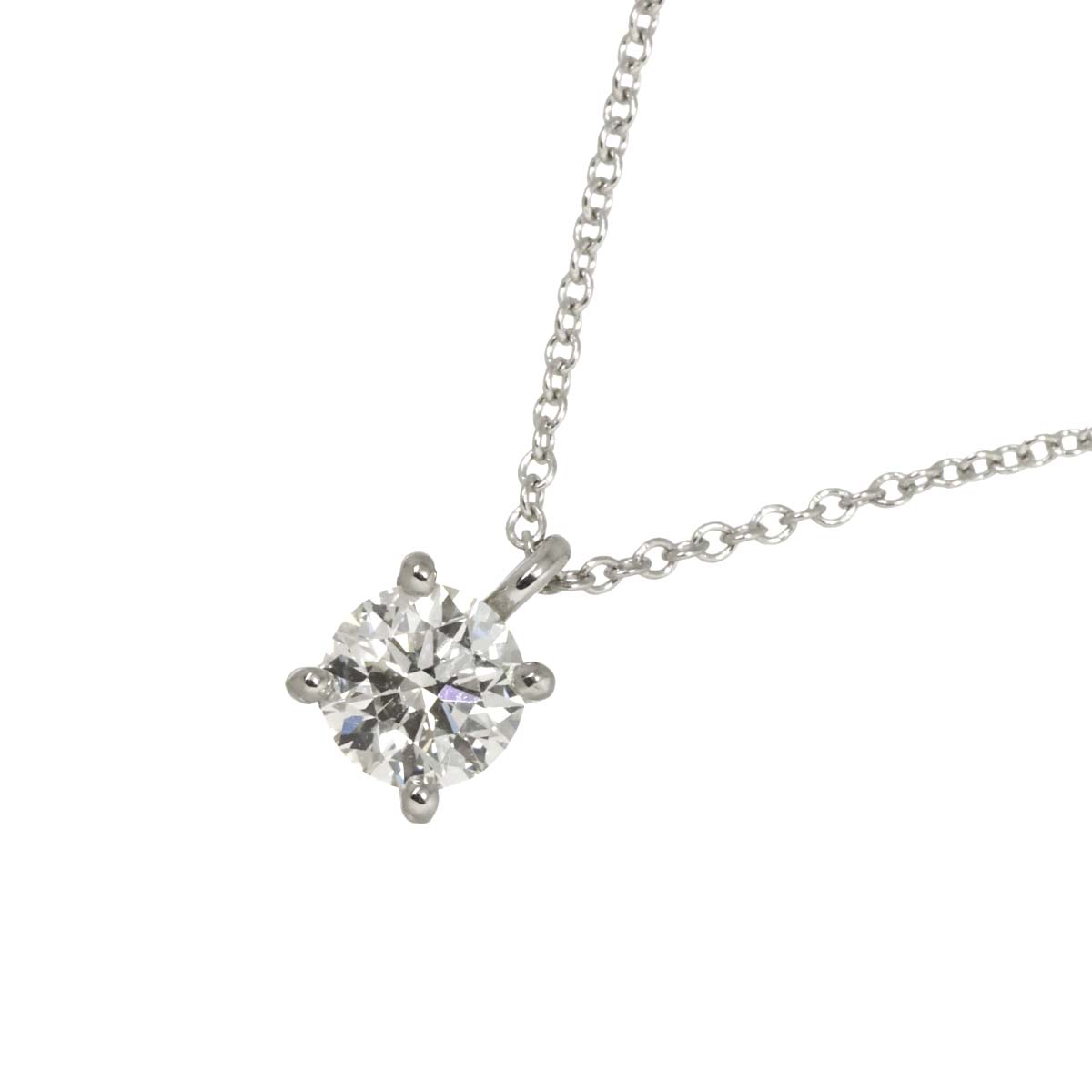 TIFFANY&CO. ソリティア ダイヤ ネックレス 40cm Pt プラチナ Diamond Necklace ティファニー 90293391