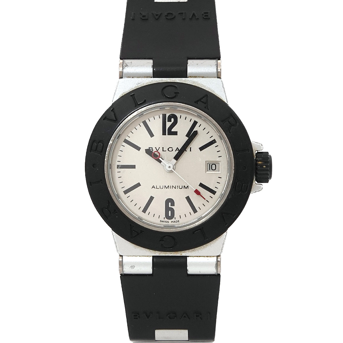 BVLGARI アルミニウム AL29TA レディース 腕時計 デイト シルバー ラバー クォーツ ウォッチ Aluminum ブルガリ 90291629