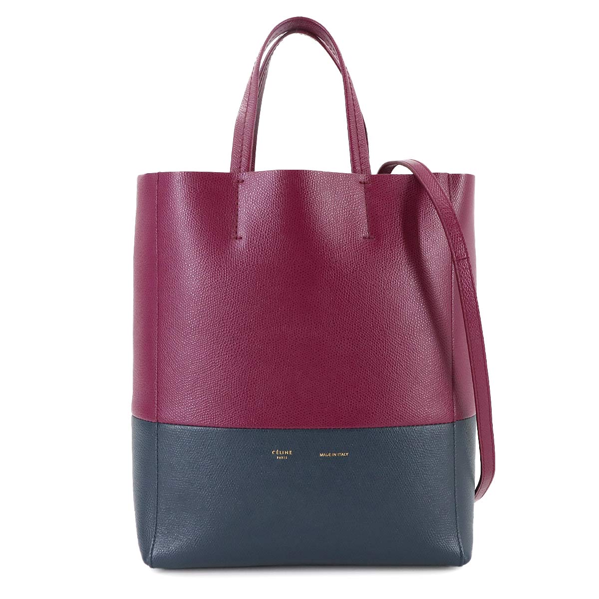 CELINE スモール バーティカル カバ 2way トート ショルダー バッグ レザー プラム スティールブルー 176163 Small Vertical Cabas セリーヌ 90289913