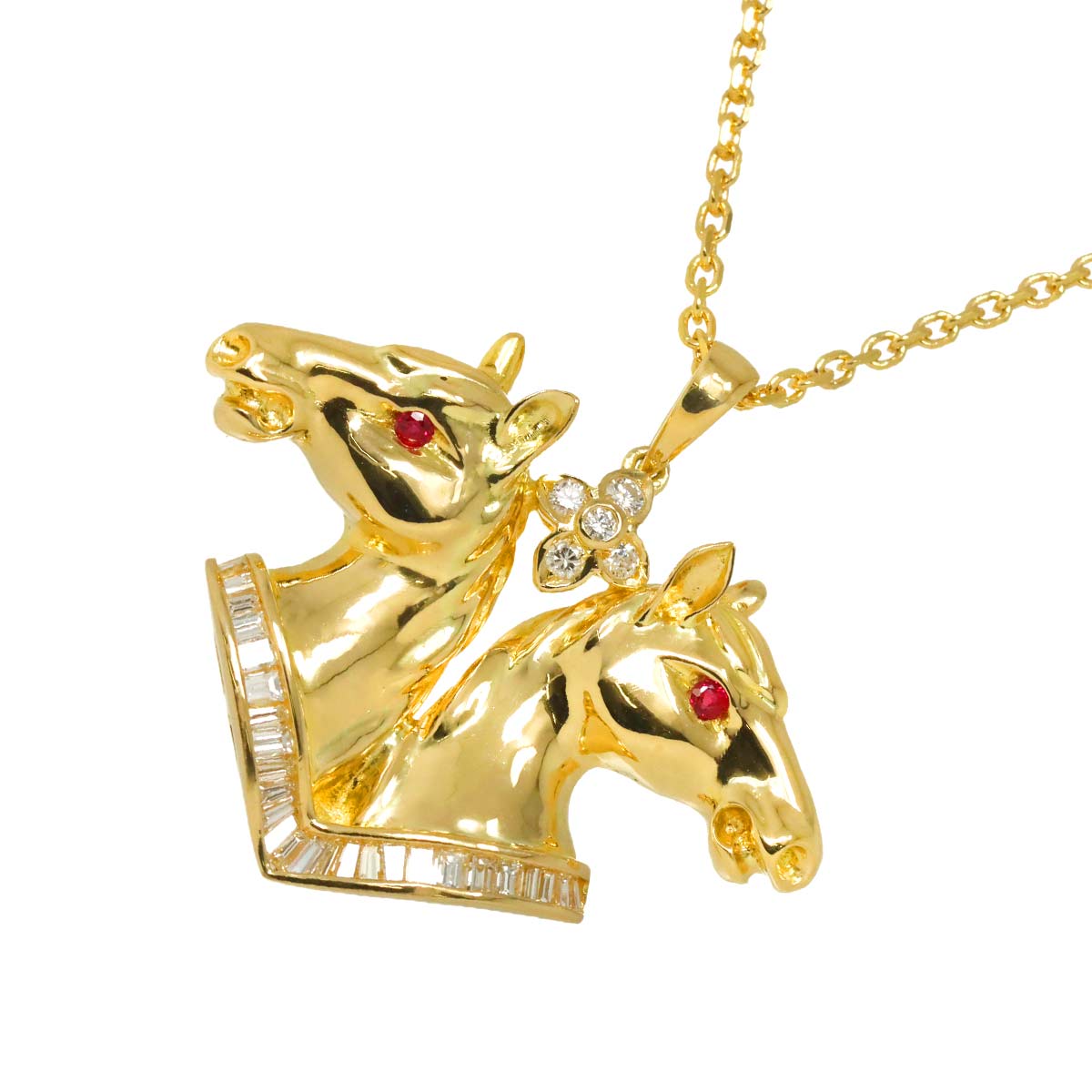 ルビー 0.13ct ダイヤ 0.99ct ネックレス 60cm K18 YG イエローゴールド 750 Ruby Necklace 90291044