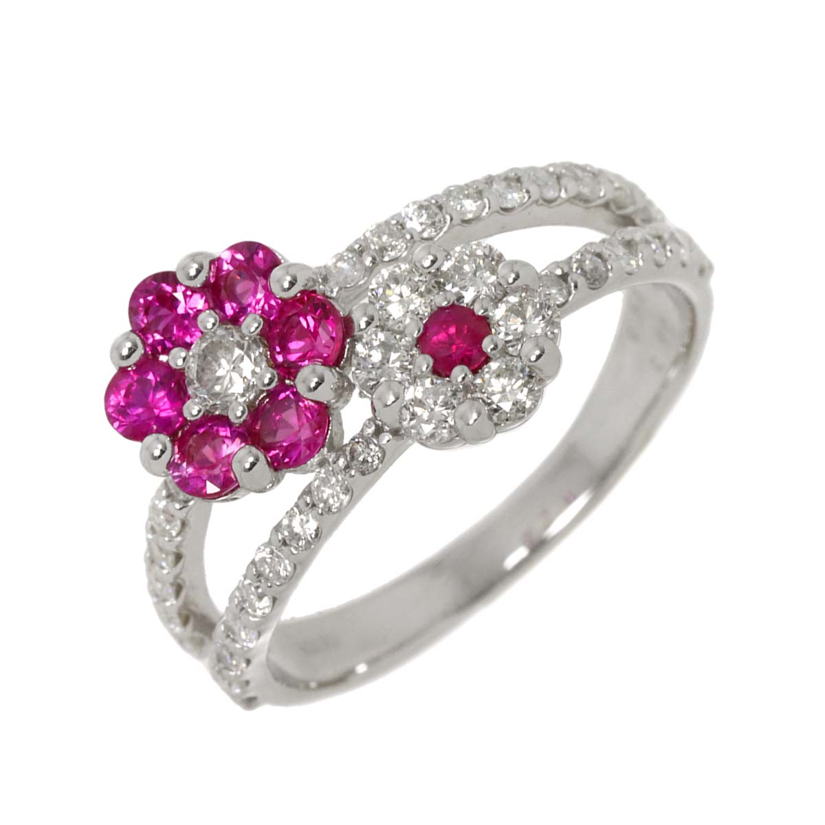 リング 11号 ルビー 0.57ct ダイヤ 0.65ct K18 WG ホワイトゴールド 750 指輪 Ruby Ring 90293063