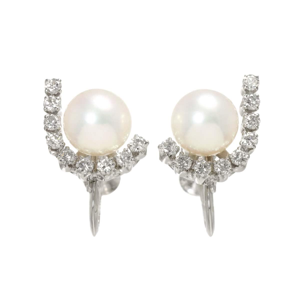 MIKIMOTO アコヤ真珠 8.5mm ダイヤ 0.36ct/0.36ct イヤリング K14 WG ホワイトゴールド 585 パール Akoya Pearl Earrings ミキモト 90285802