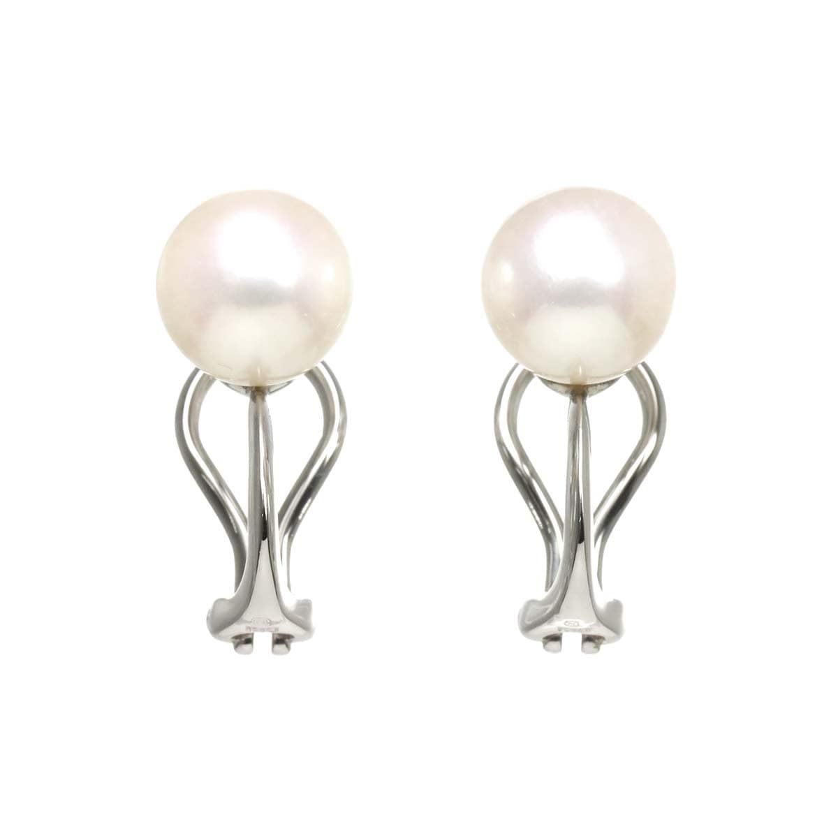 MIKIMOTO アコヤ真珠 8.2mm イヤリング K18 WG ホワイトゴールド 750 パール Akoya Pearl Earrings ミキモト 90286093