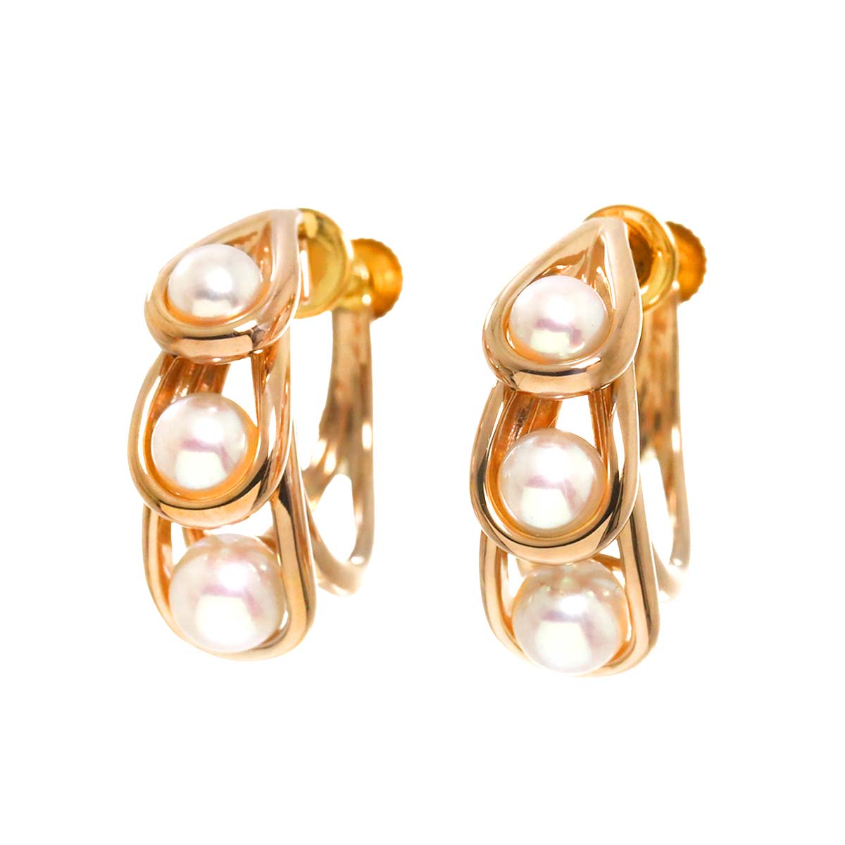 TASAKI アコヤ真珠 4.9-4.0mm イヤリング K18 PG YG ピンク イエローゴールド 750 パール 田崎真珠 Earrings タサキ 90291173
