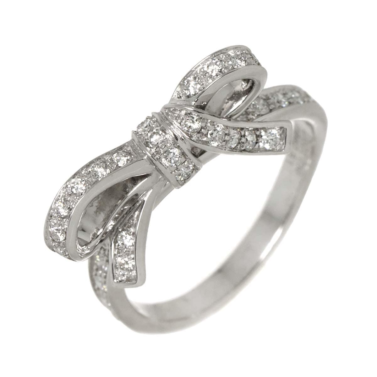Christian Dior #51 リング ダイヤ K18 WG ホワイトゴールド 750 指輪 リボン Diamond Ring クリスチャン ディオール 90288148