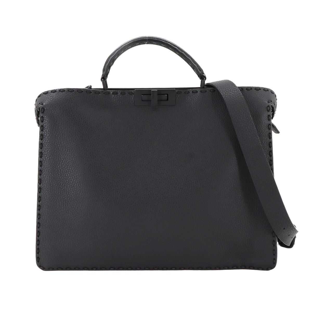 FENDI セレリア ピーカブー アイシーユー ミディアム 2way ハンド ショルダー バッグ レザー ネロ ブラック 7VA529 フェンディ 90291483