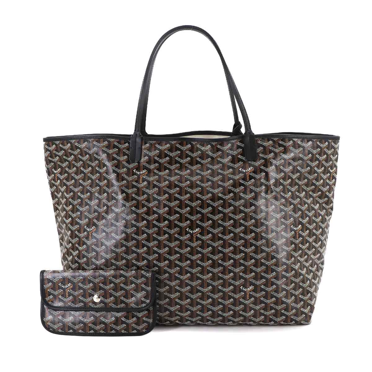 GOYARD サンルイ GM トート バッグ ヘリンボーン PVC レザー ブラック Saint Louis GM  ゴヤール 90293337