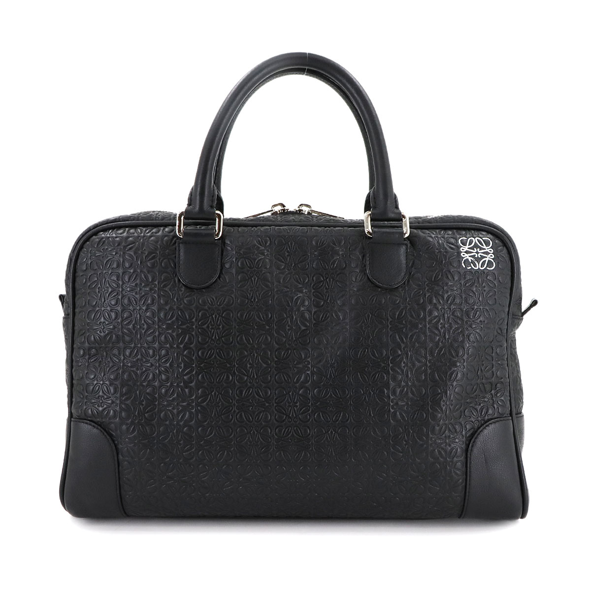 ロエベの紺色レザーのブリーフバッグ ブランド古着】ニュートレド