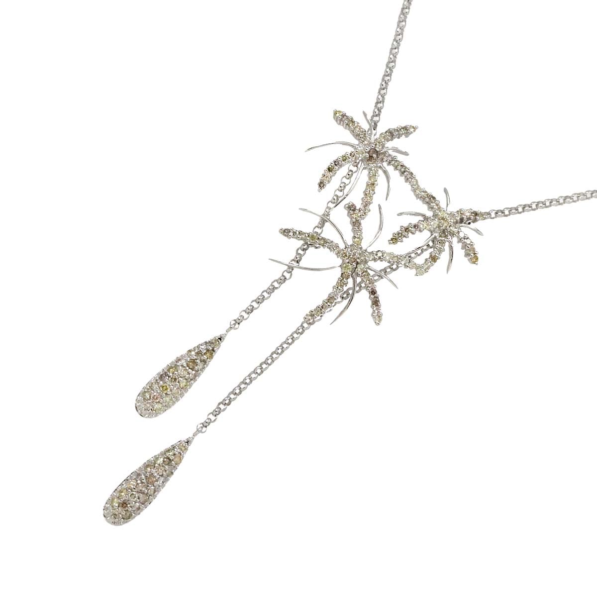 ダイヤ 1.50ct ネックレス 46cm K18 WG ホワイトゴールド 750 Diamond Necklace 90291453