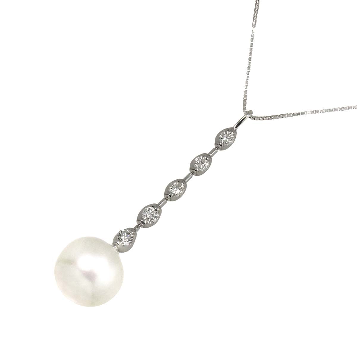 白蝶真珠 11.8mm ダイヤ 0.40ct パール ネックレス 45cm K18 WG ホワイトゴールド 750 Pearl Necklace 90292142