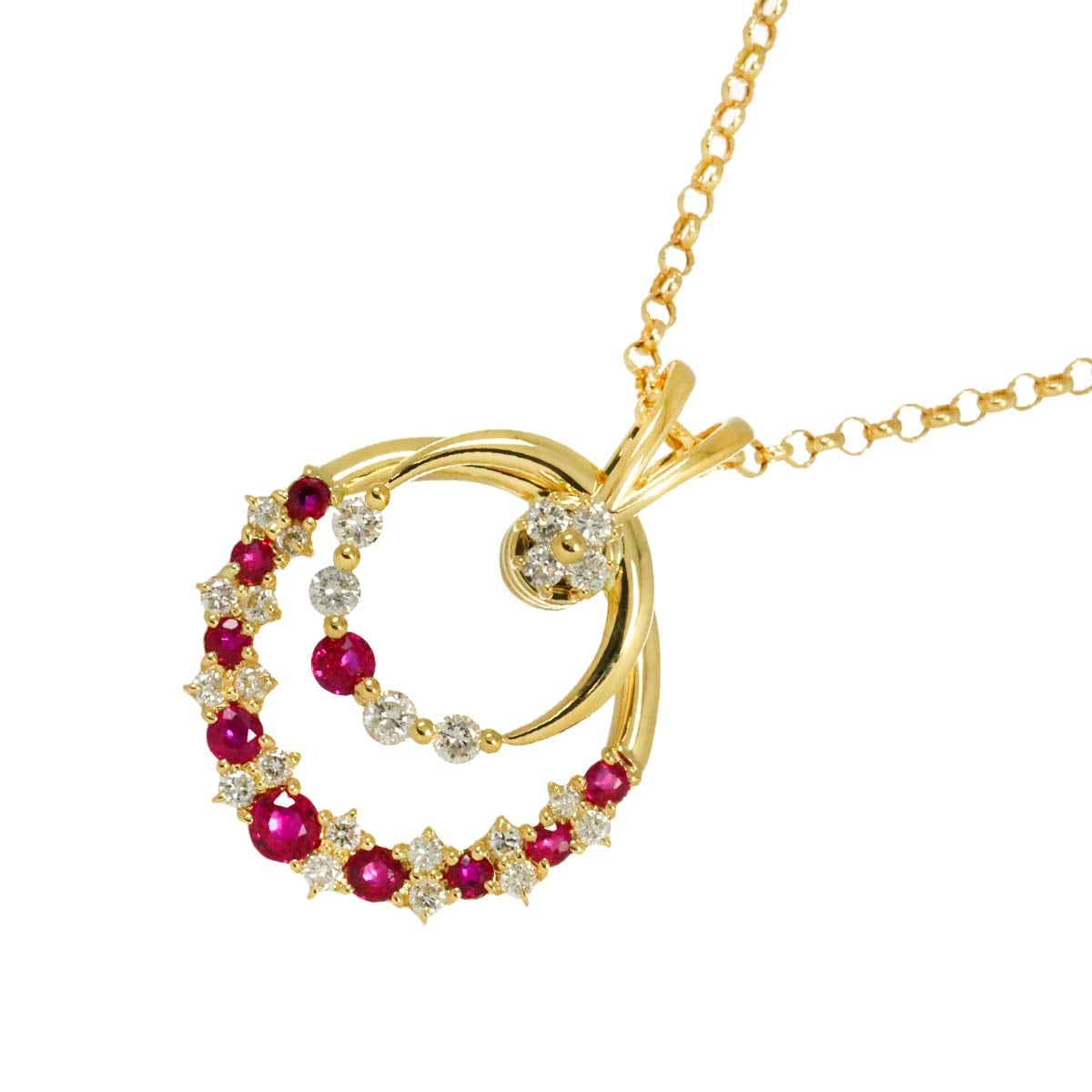 VERITE ルビー 0.77ct ダイヤ 0.59ct ネックレス 48cm K18 YG イエローゴールド 750 Necklace ベリテ 90288398