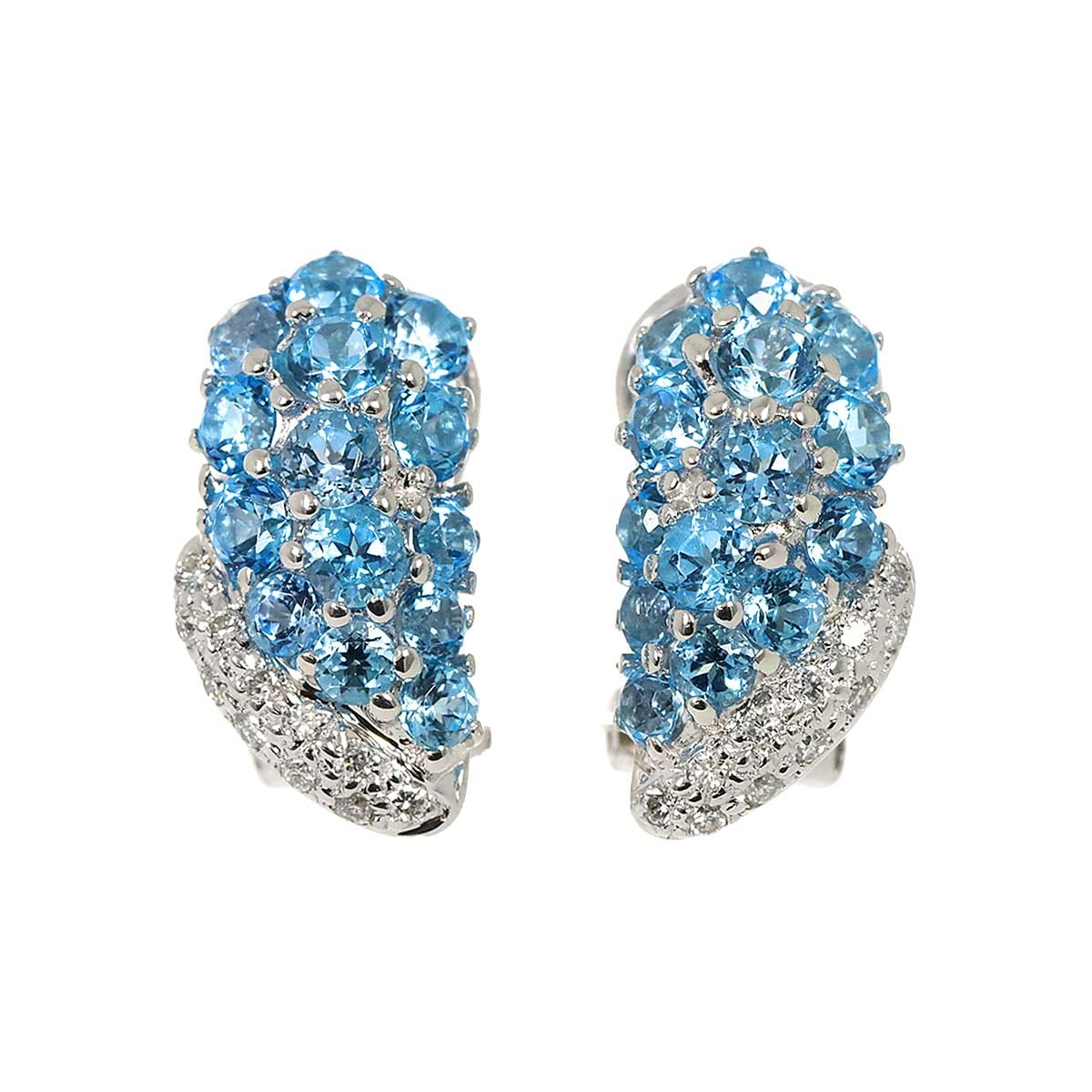 ブルートパーズ 1.50ct/1.50ct ダイヤ 0.10ct/0.10ct K18 WG イヤリング ホワイトゴールド 750 Topaz Earrings Clip-on 90292129