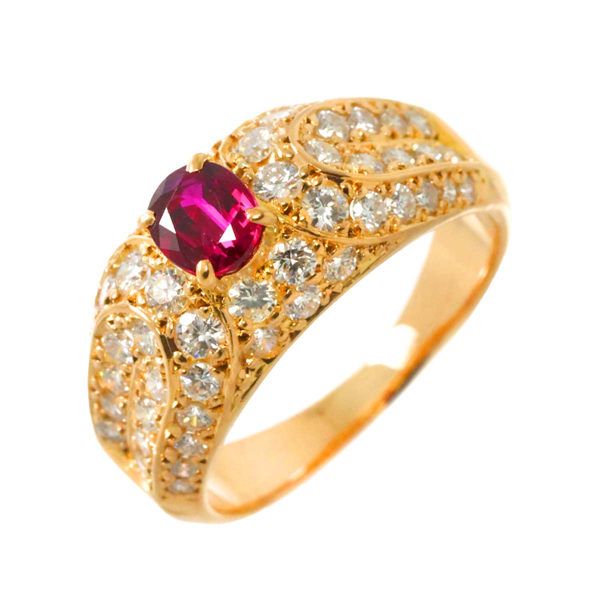 リング 12号 ルビー 0.56ct ダイヤ 1.15ct K18 PG ピンクゴールド 750 指輪 Ruby Ring 90294075