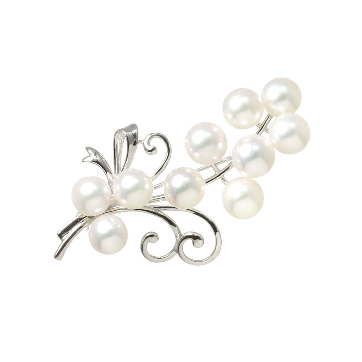 MIKIMOTO アコヤ真珠 8.3-7.8mm ブローチ K18 WG ホワイトゴールド 750 パール Akoya Pearl Brooch ミキモト 90288121