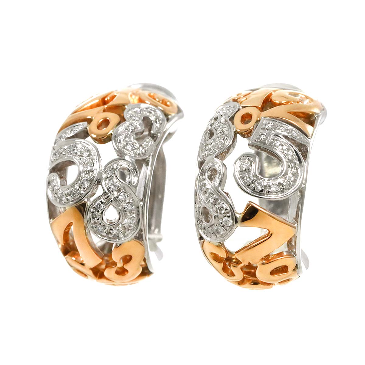 FRANCK MULLER タリスマン No.10 ダイヤ イヤリング K18 WG PG ホワイト ピンクゴールド 750 Earrings Clip on【証明書付き】フランクミュラー 90290430